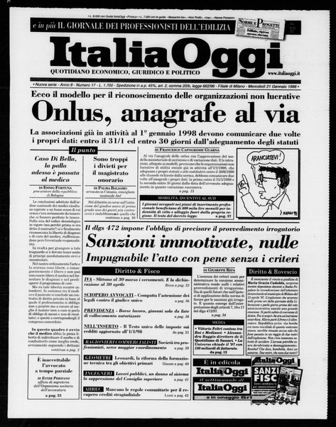 Italia oggi : quotidiano di economia finanza e politica